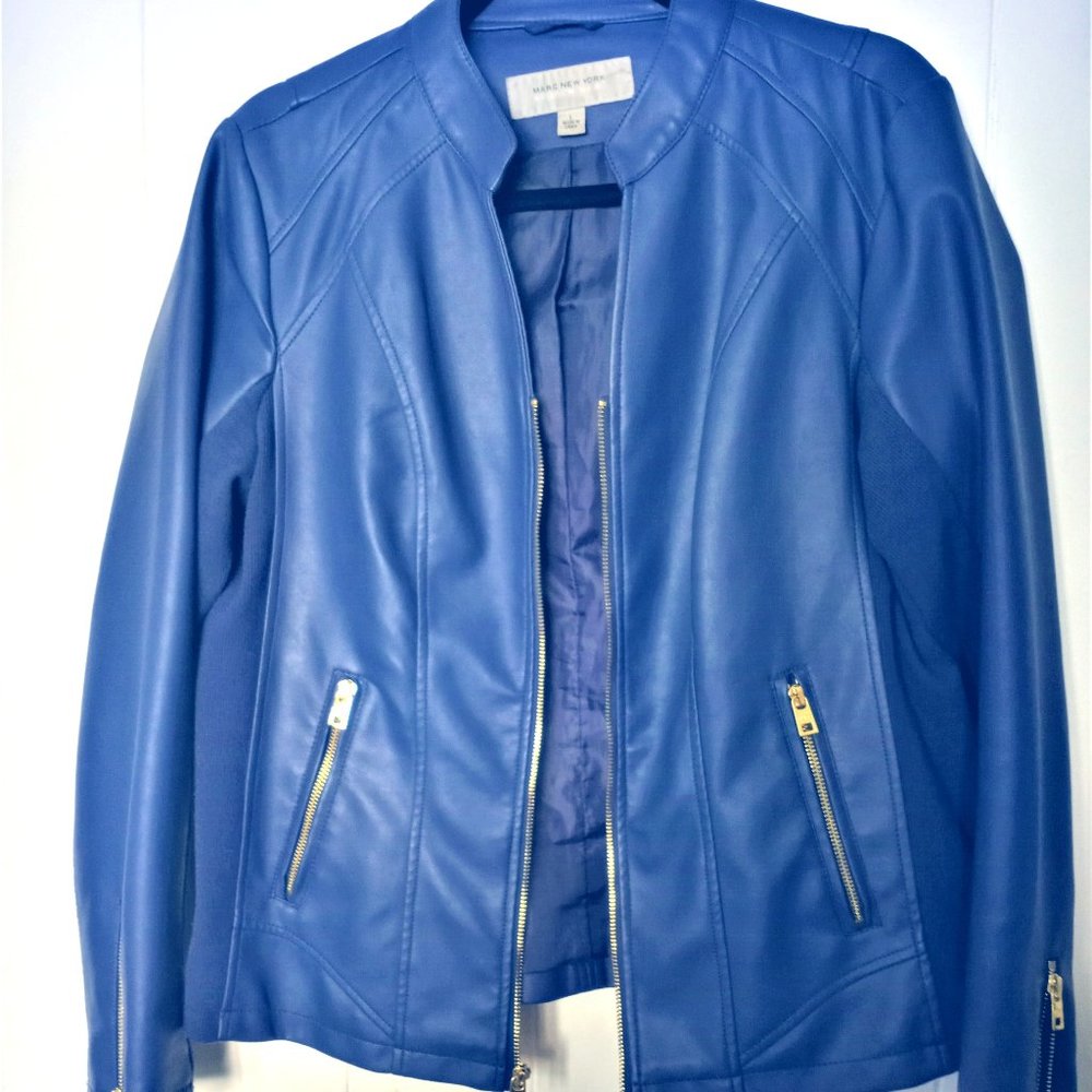 Moto Jacket - Motorcycle Jacket -  in Medium Blue